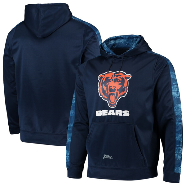 Men's Chicago Bears Zubaz Navy Tonal Oxide Pullover Hoodie - Click Image to Close